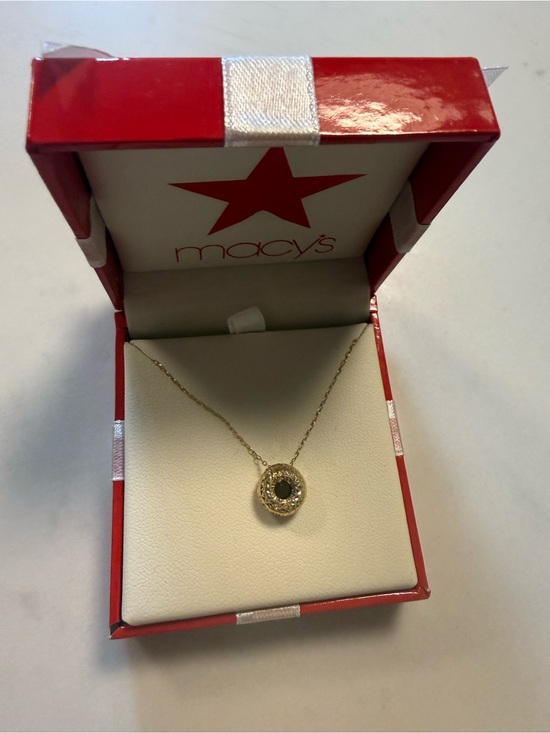 Macy's Jewelry - Macy's Gold-Tone Necklace with Black Center Stone and Sparkling Halo